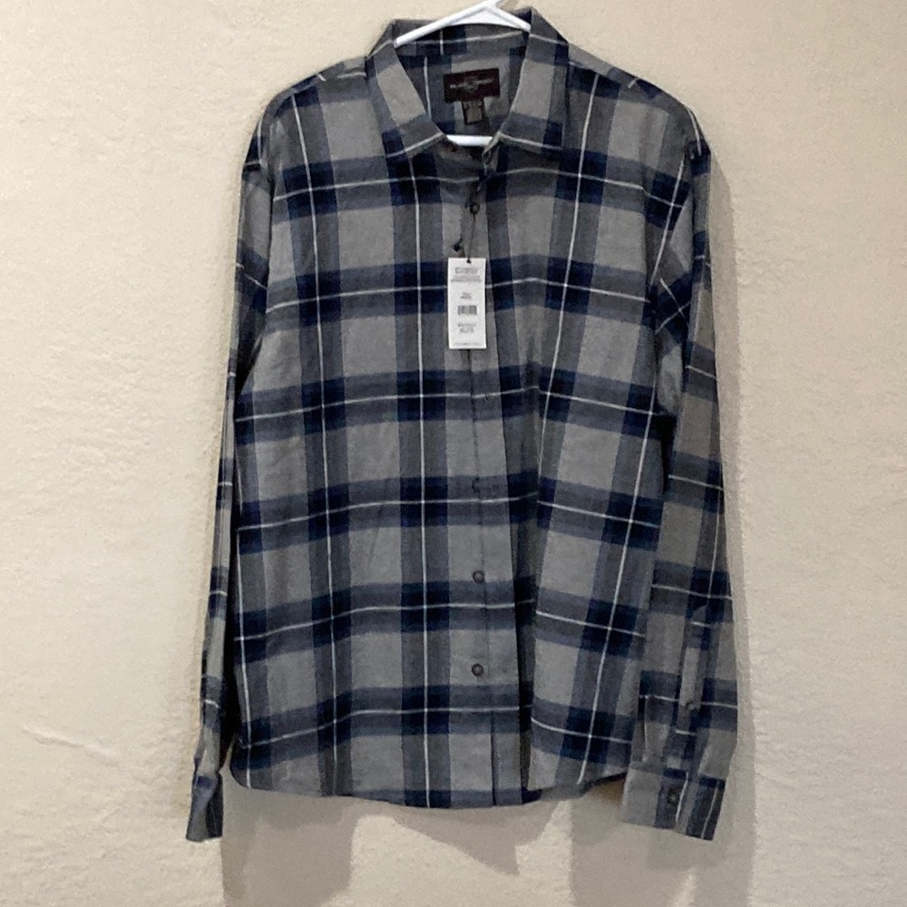 Men’s XL Flannel, Gray/Blue Plaid, Long Sleeve, New with Tags